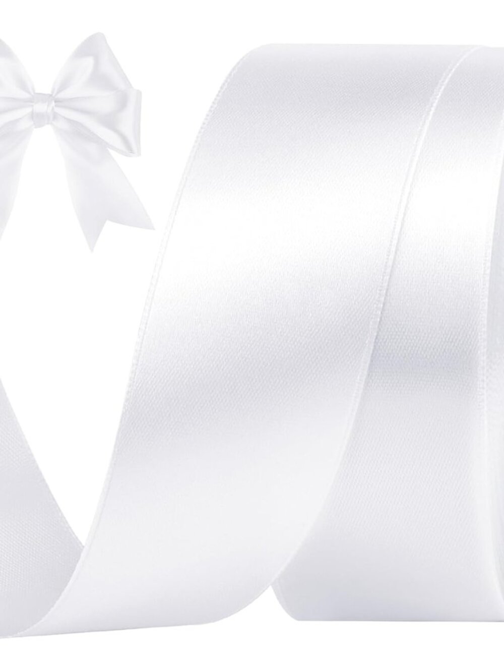 White Satin Ribbon, 1-1/2 Inches, 50 Yards